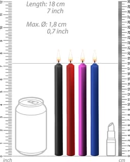 Teasing Wax Candles Large - Parafin - 4-pack - Mixed Colors — thumbnail 3