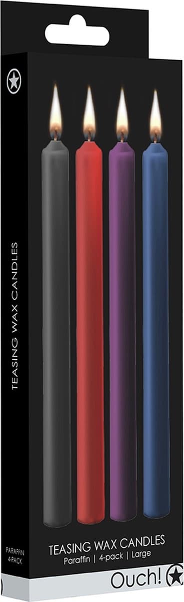 Teasing Wax Candles Large - Parafin - 4-pack - Mixed Colors — afbeelding 1