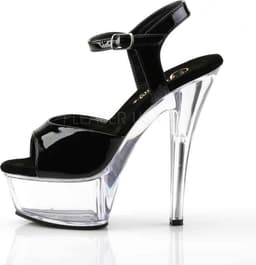 Pleaser - KISS-209 Sandaal met enkelband - US 14 - 45 Shoes - Zwart/Transparant — thumbnail 3