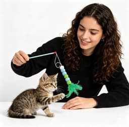 4 stuks interactieve kattenstaf speelgoed met veren - kattenteaser toverstaf voor binnenkatten - vervangbaar speelgoed voor binnenkatten oefening en hechting — thumbnail 3