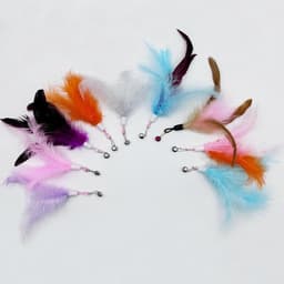 Set van 10 kleurrijke vervangingskoppen met veren en belletjes voor kattenspeelgoed, pluche speelgoed voor huisdieren met verwisselbare veerhanger, kattenspeelgoed — thumbnail 2
