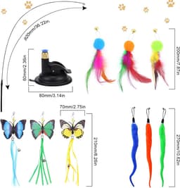 Interactief Kattenspeelgoed Cat Toy Intelligentie Katten Speelgoed Kattenhengel Stabiel Met Veren en Zuignap Kittenspeelgoed Simucatstick Kattenspeeltjes Voor Kleine Grote Katten (stijl 1) — thumbnail 3