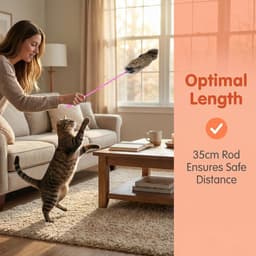 8 stuks plumeau voor katten, realistisch, konijnenbont in de vorm van een sferische band, speelgoed met konijnenhaar, educatief toverstaf voor katten, voor interactieve jachtspellen, 35 cm lang — thumbnail 3