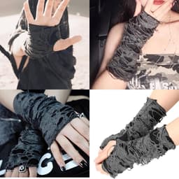 Handschoenen - vingerloze spinnenweb kanten handschoenen voor feestkostuum, gothic heksen kostuum accessoires, inclusief leren armband, perfect voor Halloween-party, rollenspellen en — thumbnail 3