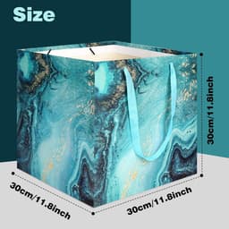 2 extra grote geschenkzakken, 11,8 inch vierkant, herbruikbaar, marmerlook — thumbnail 2
