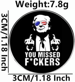 2 stuks Trump emaille pinnen, humor mock reversspeldjes, grappig Engels alfabet legering badge, 3cm(1.2"), Metaal, Geen edelsteen — thumbnail 2