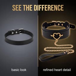 Halsketting met riem voor dames, choker met gouden hartvormige hanger en ketting van 86 cm, gothic punk accessoire van PU-leer en metaal, geschikt voor festivals en avonden — thumbnail 4
