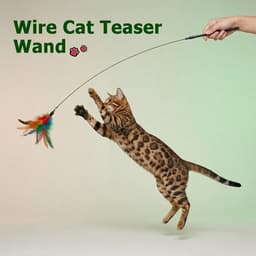 8-delige kattenveerspeelset, interactief kattenspeelgoed van 80 cm staaldraad, kattenveerspeelset voor huiskatten, kattenspeelgoed met veren — thumbnail 3