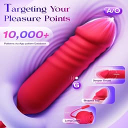 Daity Rose Vibrator voor Vrouwen – Thrusting G-spot Dildo met 10 Zuigstanden – Clitoris Stimulator – Sex Toys voor Vrouwen en Koppels – Dubbelzijdig Seksspeeltje-rood — thumbnail 6