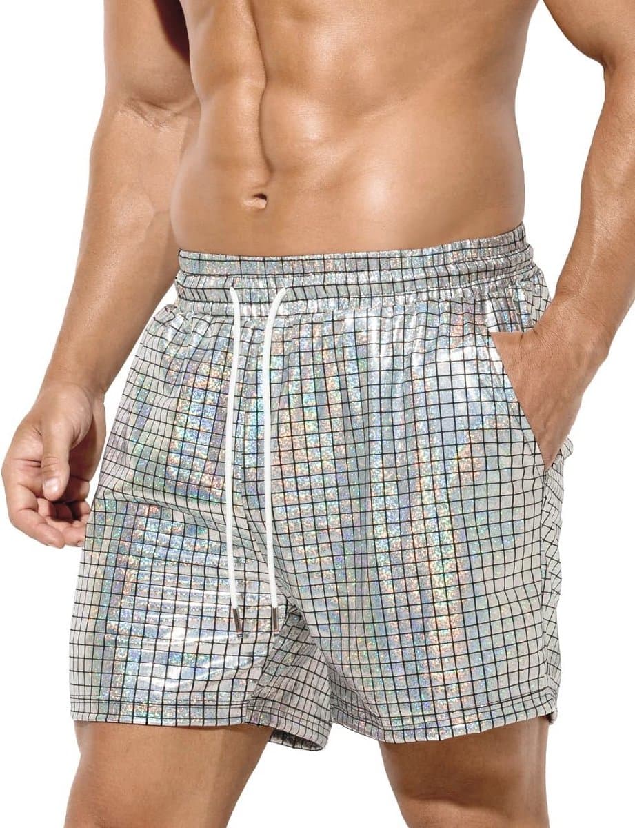 Glanzende Metallic Heren Shorts voor Disco en Clubwear — afbeelding 1
