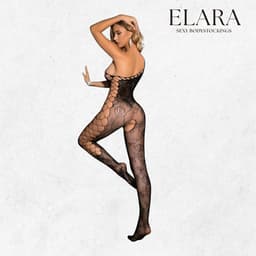 Elara - Solena - Bodystocking Erotische Lingerie met Open Kruis - Catsuit - S t/m XL - Sexy Dames Lingerie - Zwart — thumbnail 3