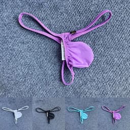 Mannen String Ondergoed - Laag Gesneden T-Back met Bulge Zak - Ademend Nylon - G-String — thumbnail 4