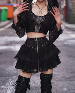Gothic Rok Dames - Zwart Kant Korte Minirok voor Steampunk en Cosplay — thumbnail 3