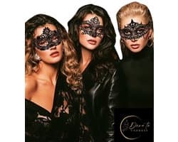 Mystery Nights – Set van 5 Zwarte Kanten Maskers | Erotisch | Fetish | Kinky Party | Festival | Masquerade | BDSM | Boudoir | Erotische Accessoires | Festival | Gezichtsversiering | Themafeest | Chique | One Size | Dare to Undress