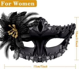 Maskers - Kerstmaskers - 2 stuks Venetiaans masker in koppelstijl, maskerade oogmaskers voor vrouwen en mannen, geschikt voor Halloween kostuumfeest carnaval — thumbnail 5