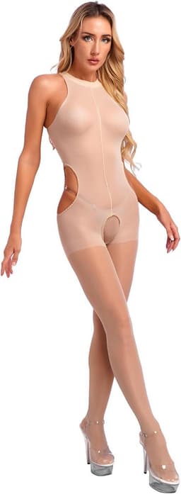Doorzichtige naadloze bodysuit voor dames zonder mouwen, sport en clubwear — thumbnail 4