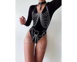 Full Body Harness Leather Belt With Chains | Verstelbaar Harnas met ketting | Sexy Waist Goth Accessories