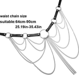 Full Body Harness Leather Belt With Chains | Verstelbaar Harnas met ketting | Sexy Waist Goth Accessories — thumbnail 13