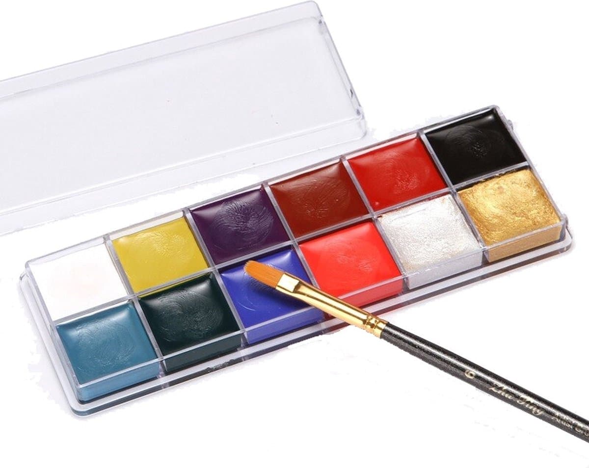 Bodypaint Kit 12 Delig - 100 ml - Oliebasis - Zonder Schadelijke Chemicaliën - Bodyart Make-Up — afbeelding 1