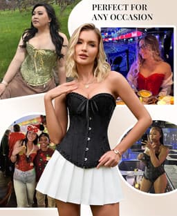 Gotisch Dameskorset met Beha - Vintage Bustier in Zwart/Rood - M — thumbnail 3