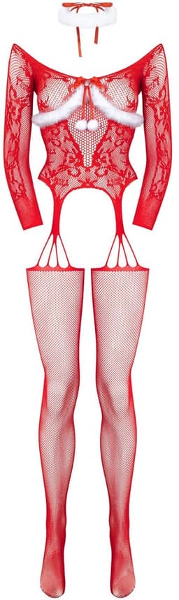 Christine - Jingle Belle Open Crotch Bodystocking — thumbnail 3