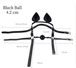 BDSM Gag Harnas - Bal - Seks - Unisex - Sex - Gezicht - SM - Slaaf - Masker — thumbnail 4