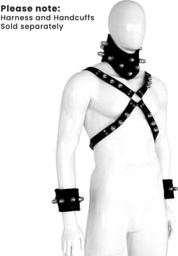 Kiotos - Hoge Posture Collar met Bouten en Moeren - Leder - Zwart — thumbnail 3
