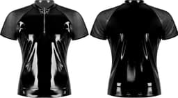 Latex wetlook shirt mannen - Transparante schouders - Ritssluiting - Glanzend - BDSM - Club — thumbnail 8