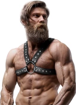 FETISH SUBMISSIVE ATTITUDE - MEN'S CROSS-OVER ECO-LEATHER CHEST HARNESS WITH STUDS | BONDAGE | BDSM | FETISH ACCESSORIES | CHEST HARNESS — thumbnail 4
