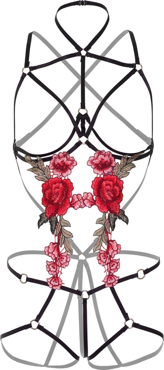 Roses Strappy Teddy w. Pasties — afbeelding 1