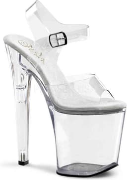 Pleaser - XTREME-808 Sandaal met enkelband, Paaldans schoenen - Paaldans schoenen - 36 Shoes - Transparant/Zilverkleurig — thumbnail 1