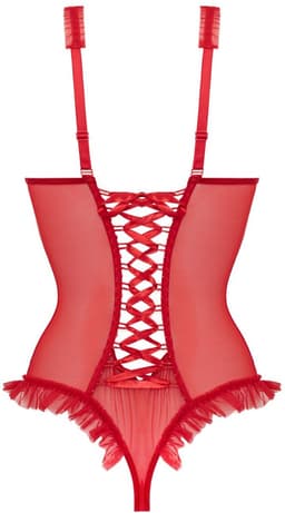 Wetlook Body met open kruis/cups Mistique-rood — thumbnail 6
