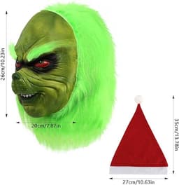 Kerstmasker voor Volwassenen Mannen Vrouwen - Kerstmis Groen Monster Latex Masker - Kerstman Masker - Volwassen Kerstkostuum Masker Carnaval Halloween Cosplay Masker — thumbnail 4