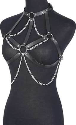 WiseGoods Premium Sexy Body Chain - SM Sex Accessoires - Sex Toys - Lingerie - Erotisch - Erotiek Riemen - Cadeau - Zwart / Zilver — thumbnail 6
