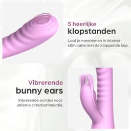 Sinsaa Rabbit Vibrator voor Vrouwen - Tarzan Vibrator met 10 Vibratiesnelheden - G-Spot & Clitoris Stimulator - 5 Klopsnelheden - Dildo - Vibrators - Seksspeeltjes voor Koppels - Sex Toys voor Vrouwen - Inclusief glijmiddel — thumbnail 6