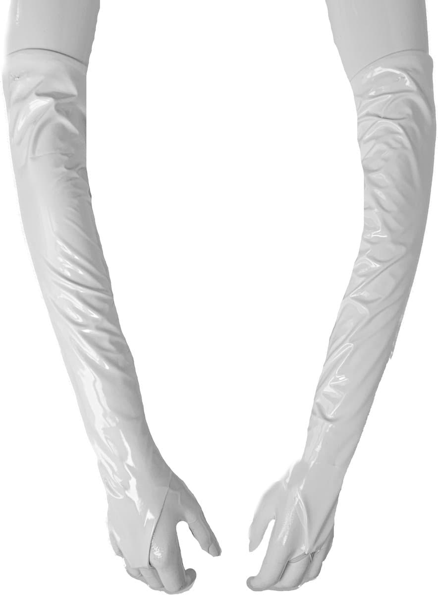 LATEX Handschoen Sexy lange Datex Handschoenen Wit lange lak handschoen Glans Lakleer SM Gogo dancing dans accessoiren — afbeelding 1