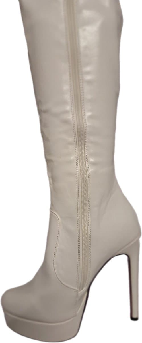 SHANGURETTI- EROTIC LAARS-WHITE-LEDERLOOK-HAK10CM-38 — afbeelding 1
