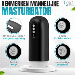 Lovemytoy® 360° deepthroat plezier en orgasme Automatische masturbator met 8 trillingsfrequenties - 8 zuigsnelheden - Vibrator voor mannen - Sex Toys voor Mannen black - Gawk Penis Stimulator — thumbnail 7