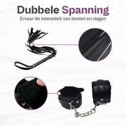 BDSM Set - 10 Delig - Gag Ball & Zweep - Seksspeeltjes - Handboeien - Zwart — thumbnail 6