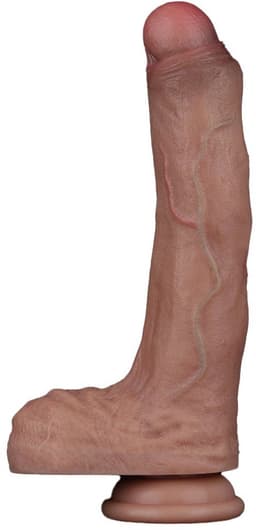 LoveToy - Dubbellaags Siliconen Dildo - 22 cm x Ø 4,2 cm - Bruin — thumbnail 13