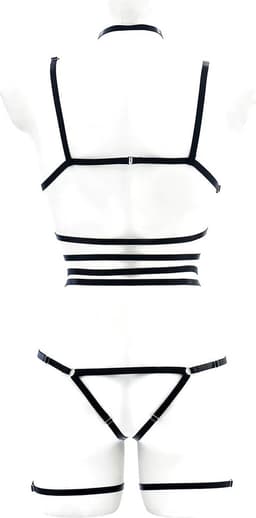 Harnas lingerie jumpsuit - Voor haar - Polyester - Erotische bodysuit - Mesh - One size voor XS tot en met L — thumbnail 2