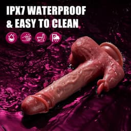 360° Realistische Thrusting Dildo Likkende Vibrator - 5-in-1 Seksspeeltje met 9 Vibraties, 9 Thrusting mode Verwarming en Tong Likkende Functie voor G-Spot en Anale Stimulatie - Dubbele Penetratie Vibrator — thumbnail 2