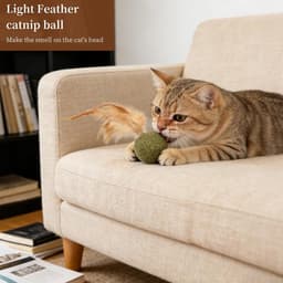 12 stuks kattenbal met veren, kattenspeelgoed, veren bal met kattenkruid, interactieve shuttle, speelgoed voor binnen en buiten — thumbnail 2