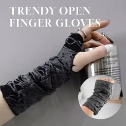 Handschoenen - vingerloze spinnenweb kanten handschoenen voor feestkostuum, gothic heksen kostuum accessoires, inclusief leren armband, perfect voor Halloween-party, rollenspellen en — thumbnail 5