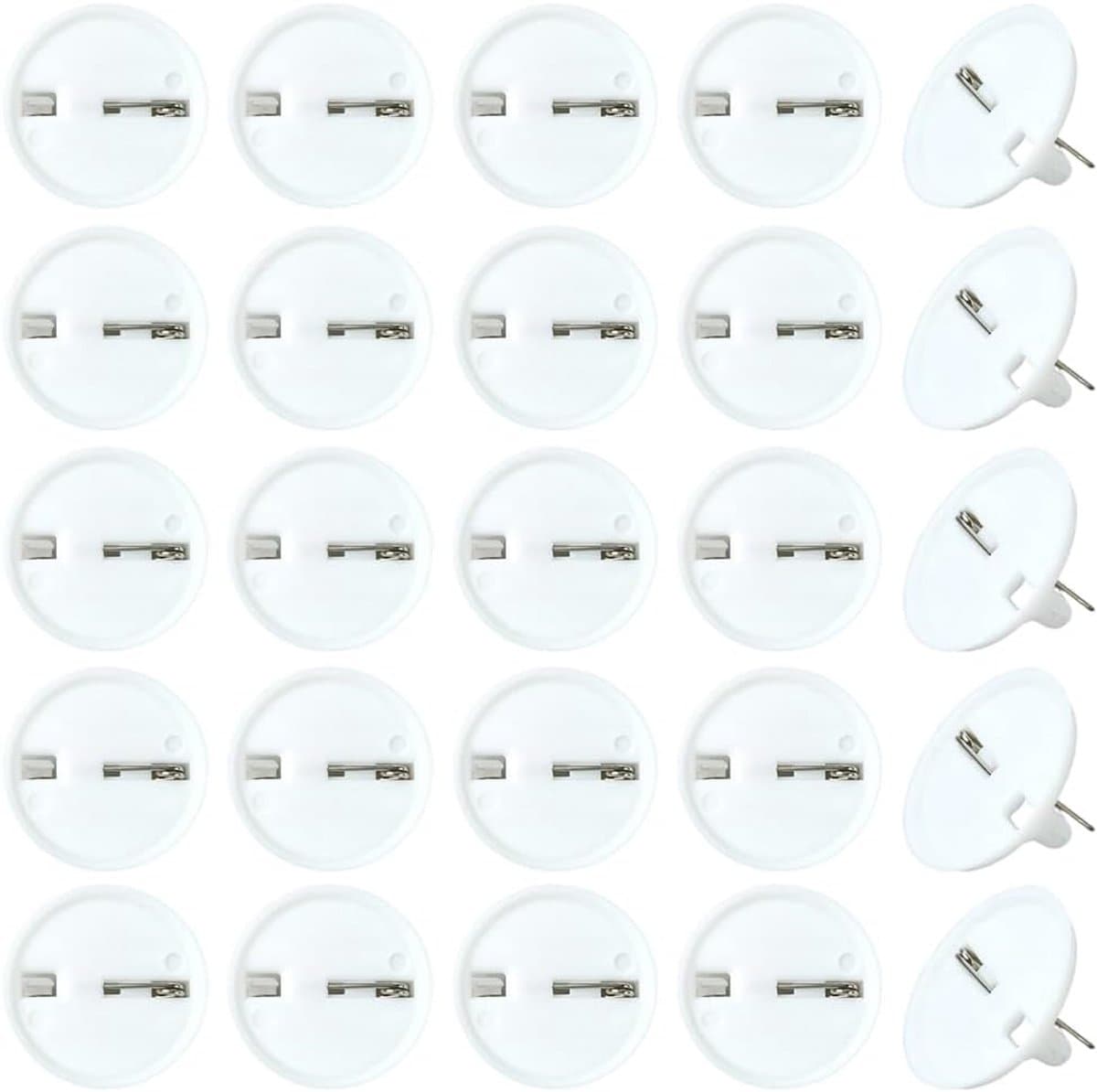 80 stuks blanco broche basispin badge blanks 1,85 cm witte plastic platte ronde schijfknop Corsage reversspeldjes omlijsting trays cabochon instellingen voor sieraden maken doe-het-zelf — afbeelding 1