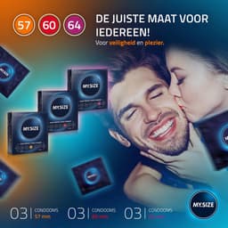 MY.SIZE Classic Premium Condooms proefpakket van 3 I Breedtes van 57, 60, 64mm I 3x3 stuks extra dun I realistisch gevoel ultra zacht I dunne wanddikte van 0,07mm I veganistisch — thumbnail 2
