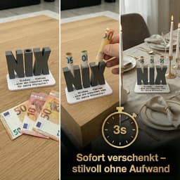 Set van 2 originele geldgeschenken NIX – 3D-letters met gat voor bankbiljetten – voor "niets gewenst" – mannen en - ShopVlot — thumbnail 4