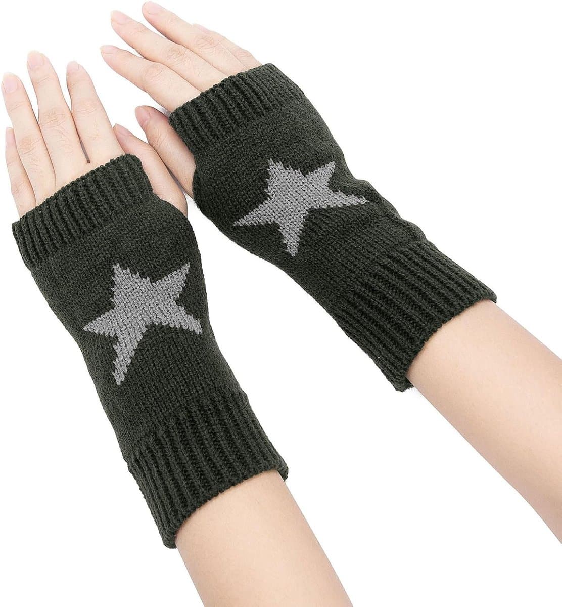 Y2K Vingerloze Star Gedrukt Gebreide Handschoenen voor Vrouwen Mannen Herfst Winter Warme Handschoenen Kleding Gebreide Outdoor Rijden — afbeelding 1
