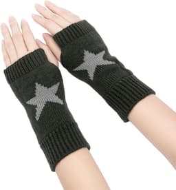Y2K Vingerloze Star Gedrukt Gebreide Handschoenen voor Vrouwen Mannen Herfst Winter Warme Handschoenen Kleding Gebreide Outdoor Rijden — thumbnail 1