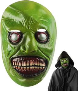 Halloween realistisch horrormasker, Halloween glimlachend demon latex masker, voor volwassenen, carnaval, feesten, cosplay, kostuumaccessoires (groen) — thumbnail 1